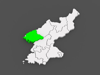 Map of Pyongan. North Korea.