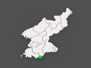 Obraz premium Map of Kaesong. North Korea.