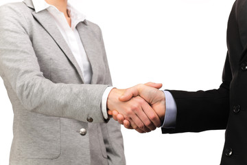 handshake between businessman and business woman
