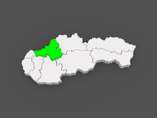 Obraz premium Map of Trencin Region. Slovakia.