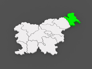 Map of Pomurska area. Slovenia.