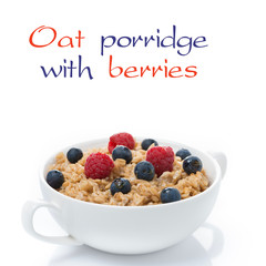 oat porridge with berries, isolated