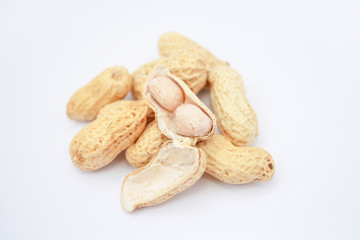peanut and shell on white background