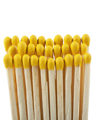 Wooden matchsticks on white background