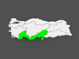 Fototapeta premium Map of Mediterranean region. Turkey.
