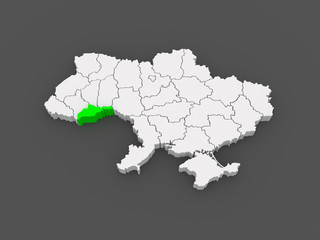 Map of Chernivtsi region. Ukraine.