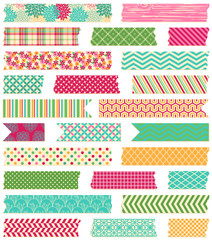 Vector Collection of Cute Patterned Washi Tape Strips - 67544670