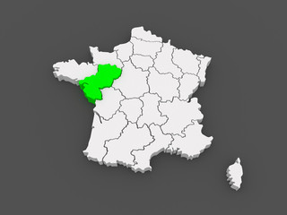 Map of Pays de la Loire. France.