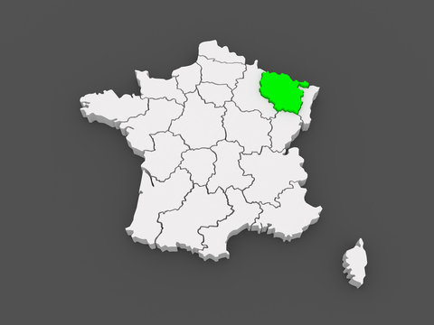 Map of Lorraine. France.