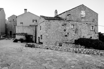 Houses at Lubenice in Cres B&W
