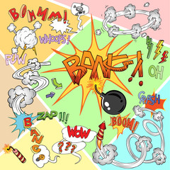 Set of comic icons. Vector illustration