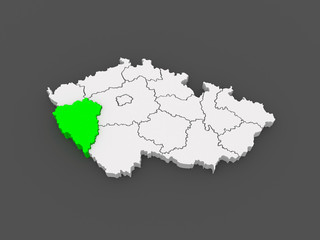 Map of Plzen Region. Czech Republic.