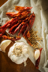 Garlic and chili,herb or seasoning.