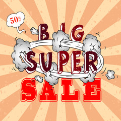 Sale poster with Boom comic strip