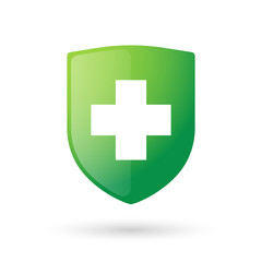 Obraz premium Shield icon with a pharmacy sign