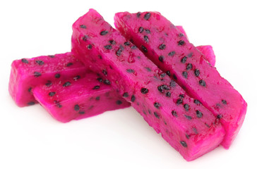 Close up of sliced dragon fruit
