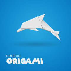 dolphin origami - obrazy, fototapety, plakaty