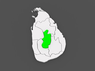 Map of Central. Sri Lanka.