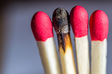 Matchsticks with one burned out