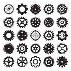 vector set of gear wheels on white background - obrazy, fototapety, plakaty