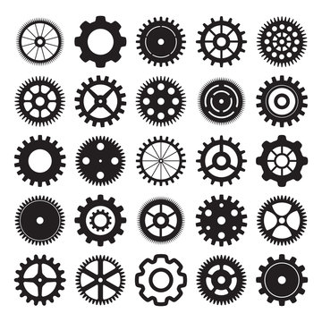 vector set of gear wheels on white background