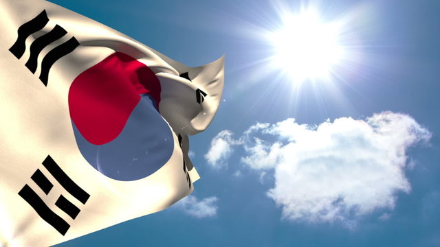 Korea republic national flag waving