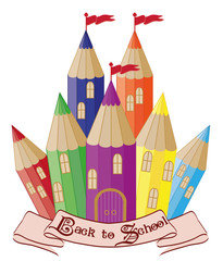 Back to School.  Magic school castle, vector