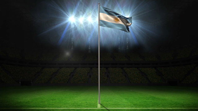 Argentina national flag waving on flagpole