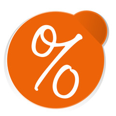 percent sign icon button orange 3d isolated