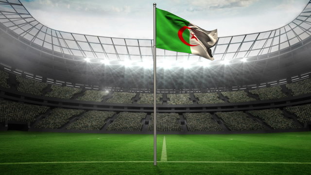 Algeria national flag waving on flagpole