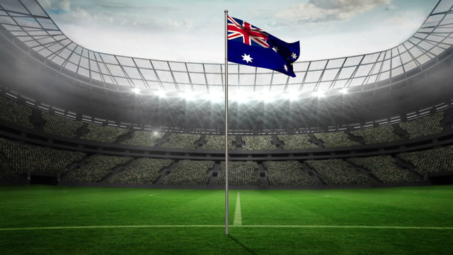 Australia national flag waving on flagpole