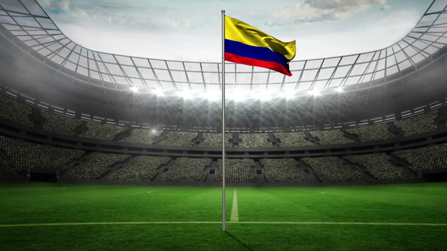 Colombia national flag waving on flagpole