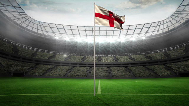 England national flag waving on flagpole