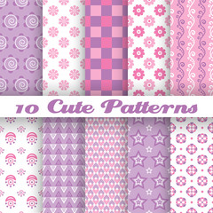 10 Cute abstract geometric bright seamless patterns (tiling)