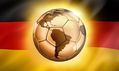 Goldener Fussball vor Deutschlandfahne