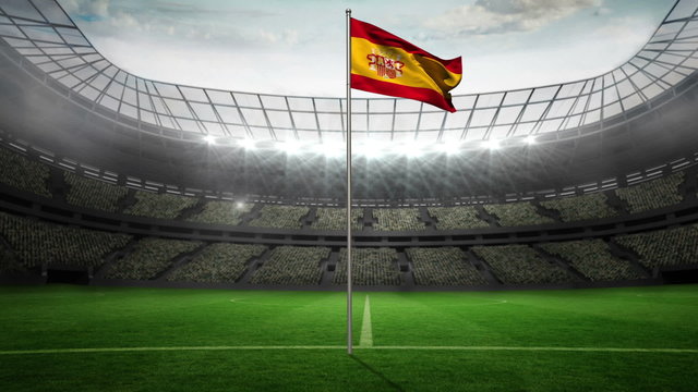 Spain national flag waving on flagpole