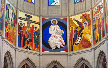 Fototapeta premium Madrid - Modern frescos in Almudena cathedral by Kiko Arguello