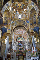 Fototapeta na wymiar Palermo - mosaic from Church of Santa Maria dell' Ammiraglio