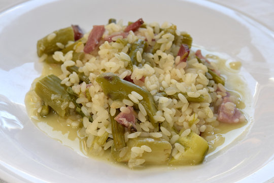 risotto with asparagus and bacon