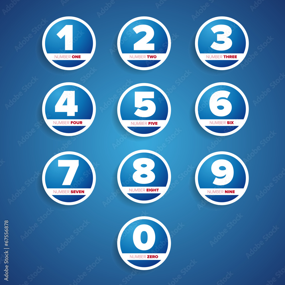 Poster set of buttons with number