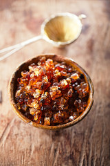 Gum arabic, also known as acacia gum - in bowl