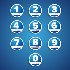 set of buttons with number
