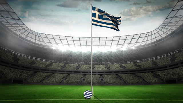 Greece national flag waving on flagpole
