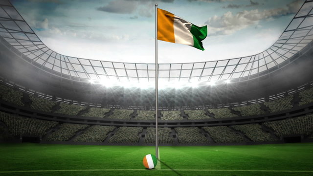 Ivory Coast national flag waving on flagpole