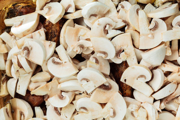 Food. Roasted chicken meat with mushrooms