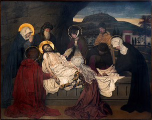 Antwerp - Fresco - Burial of Jesus in the cathedral