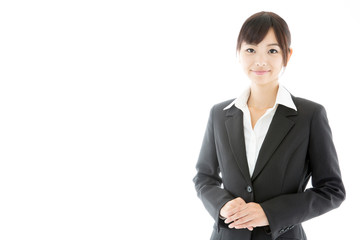 asian businesswoman on white background