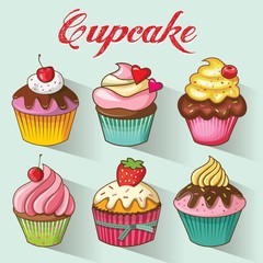 Cupcakes design set. Vector illustration