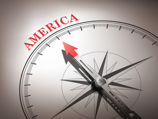abstract compass needle pointing the destination America