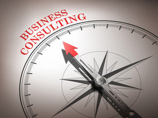 abstract compass needle pointing the word business consulting
